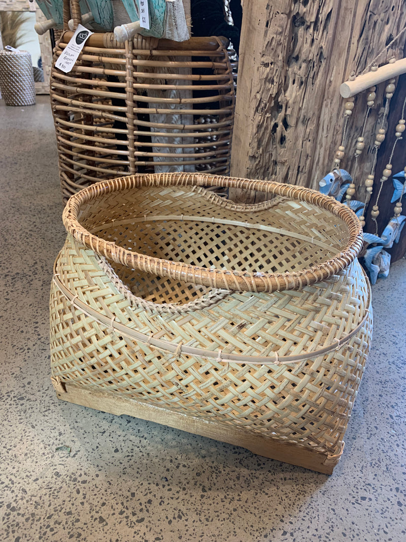 Natural hard woven basket 30cm h