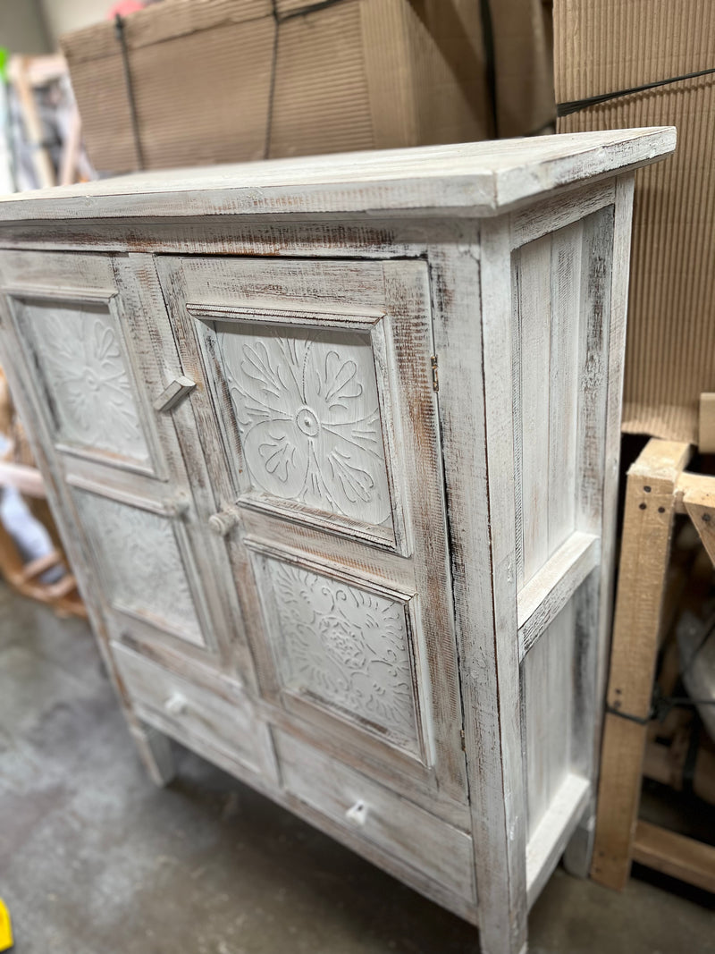 2 door 2 drawer carved timber cabinet / sideboard