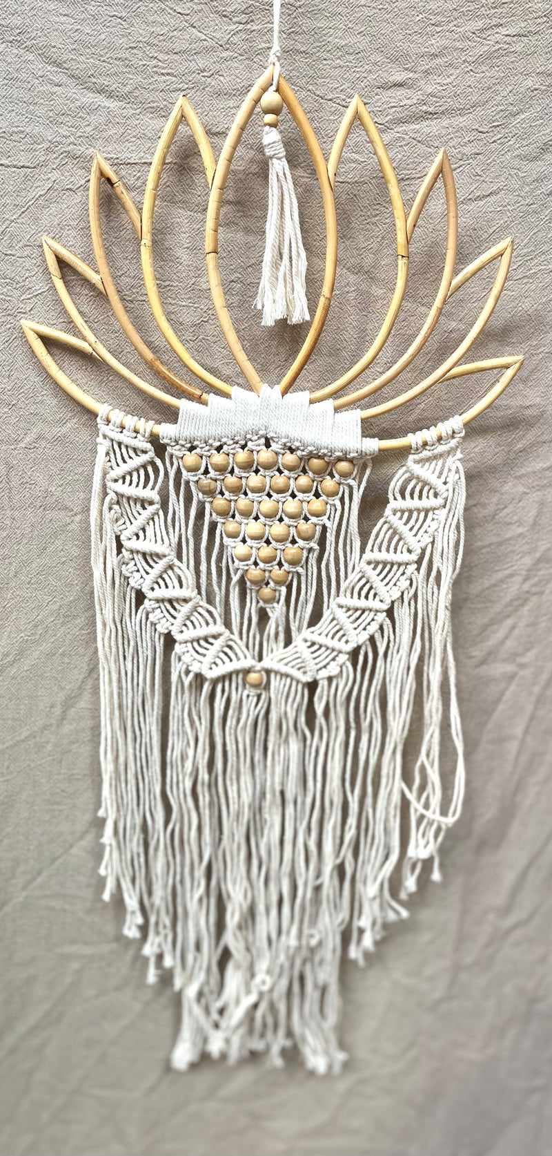 Lotus wall hanging / dream catcher with macrame and beads