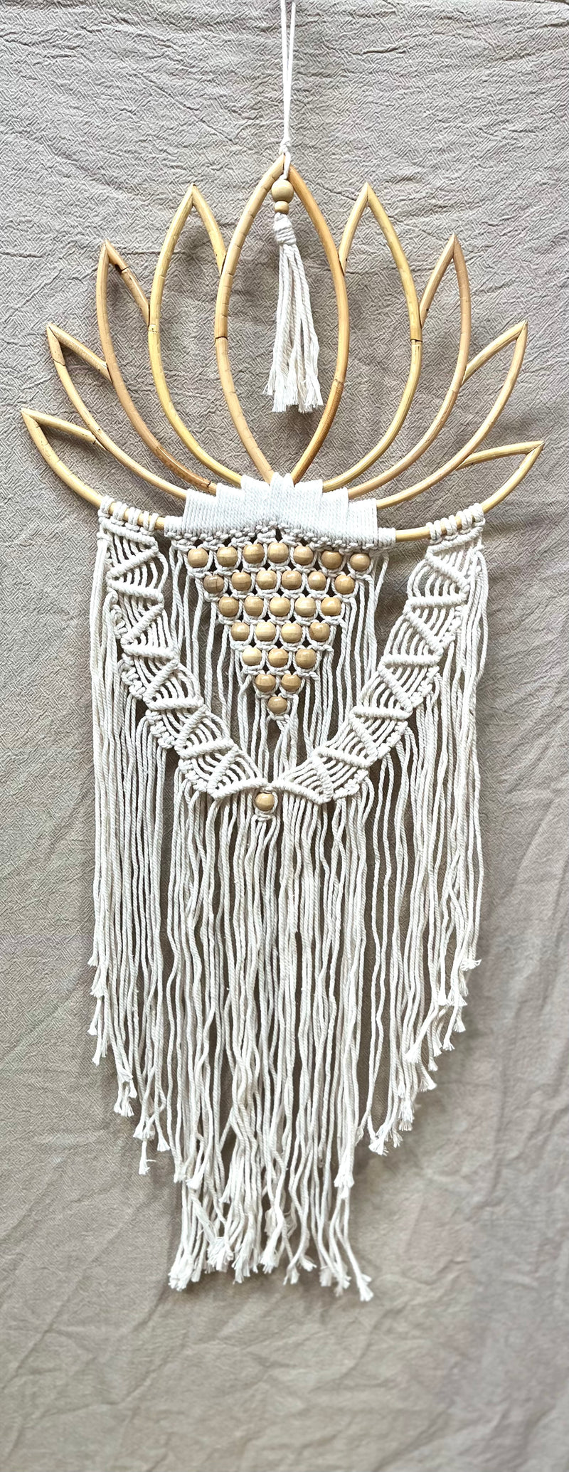 Lotus wall hanging / dream catcher with macrame and beads