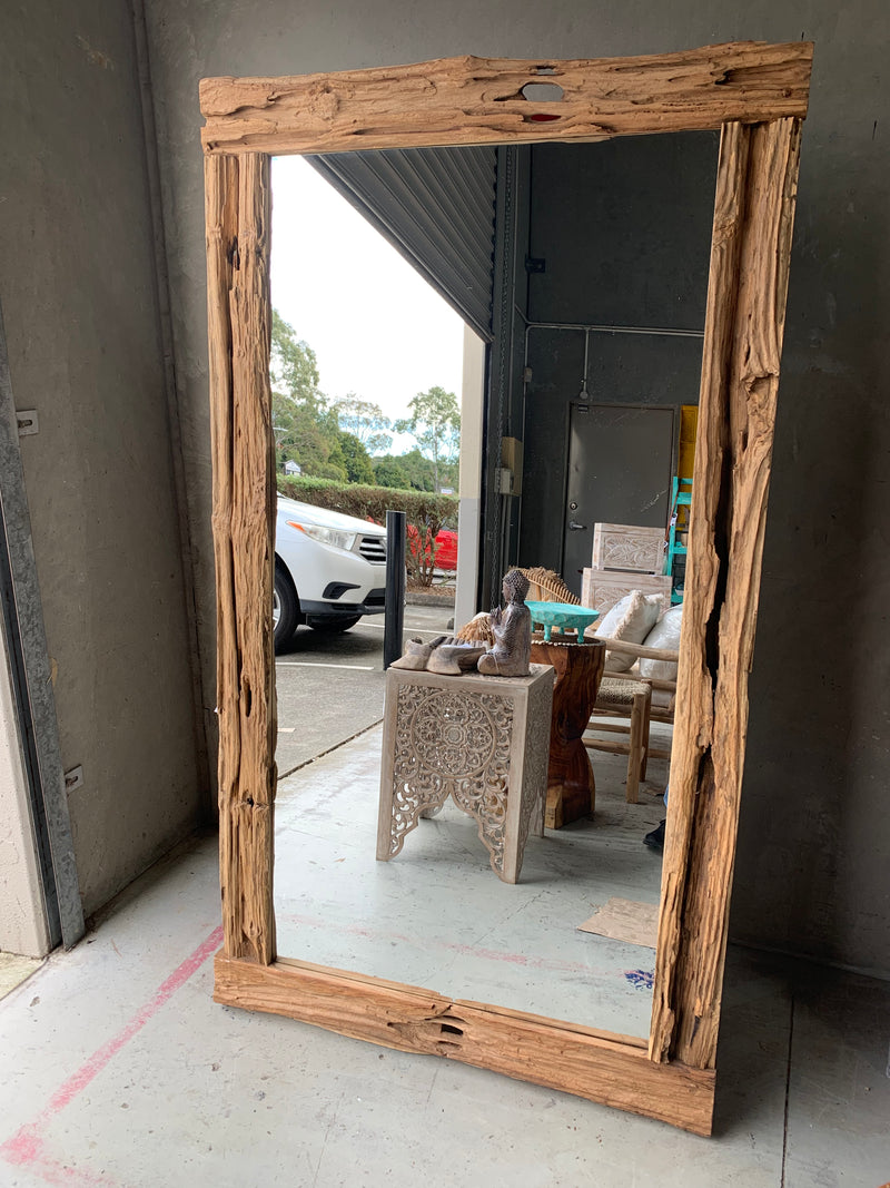 Recycled timber large mirror. Floor mirror.