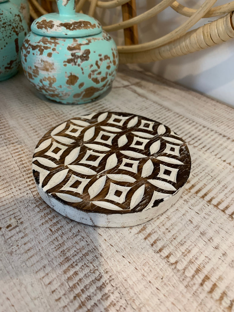 Rustic brown round coaster