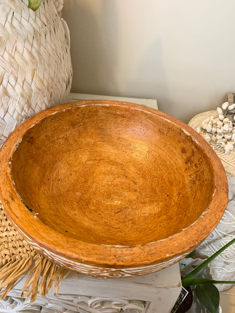 30cm natural carved timber bowl
