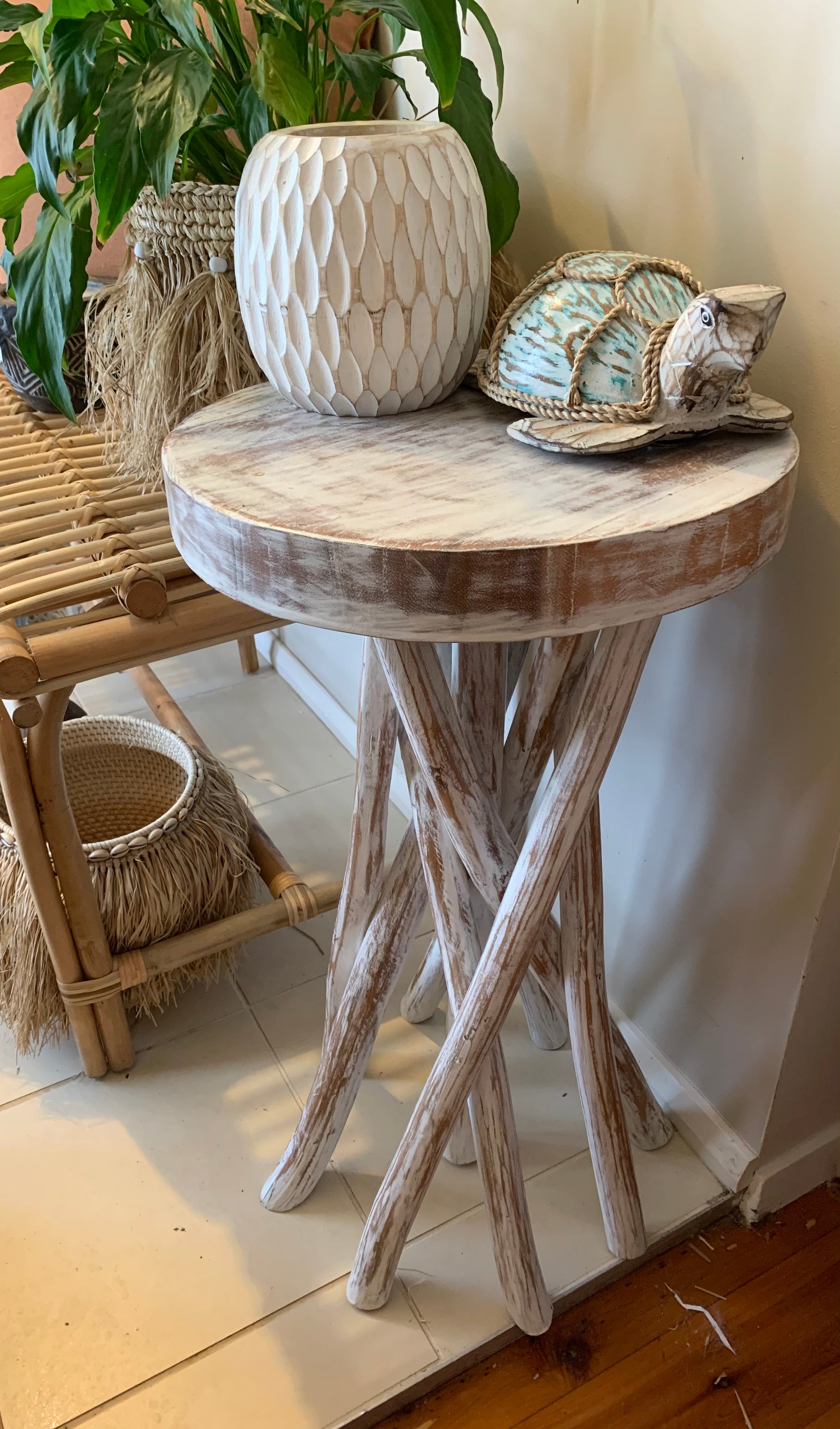 White wash side table