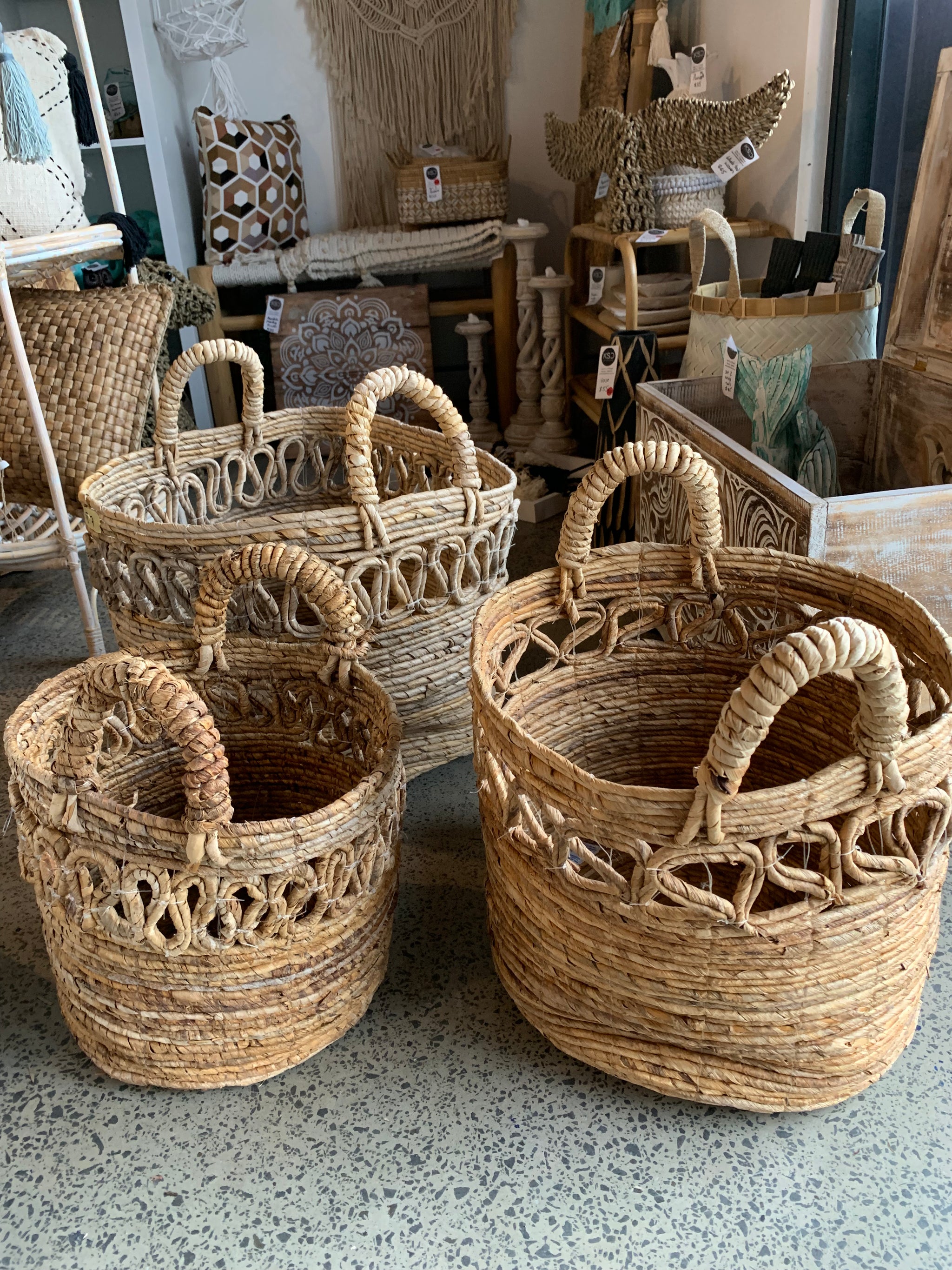 Set 3 woven baskets natural.  Usually $165