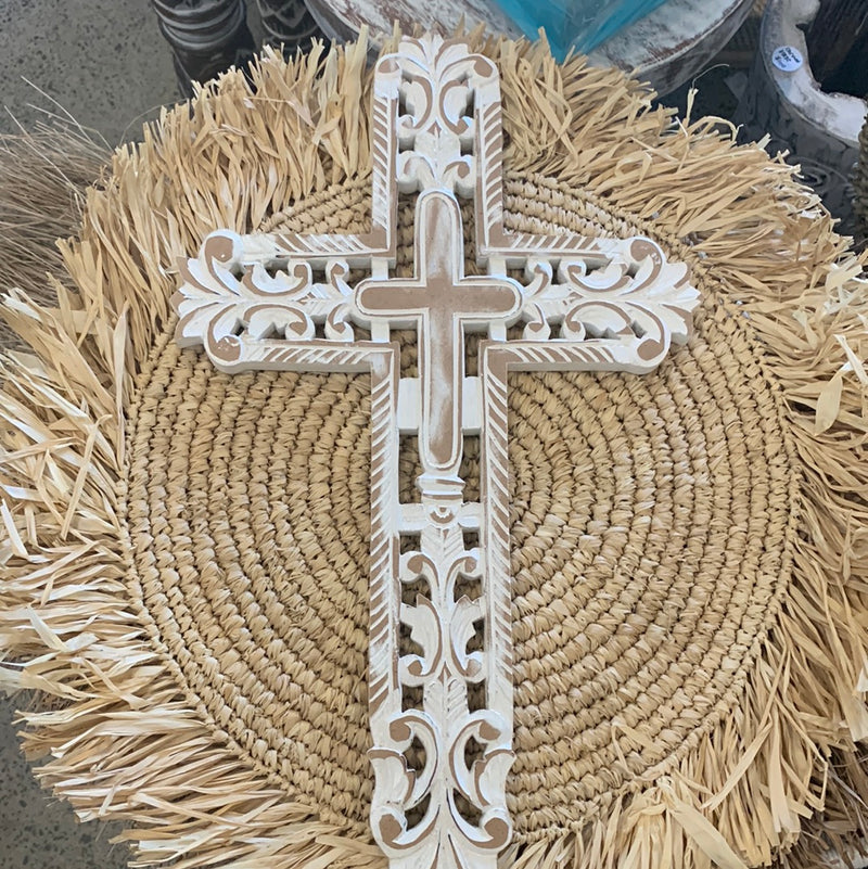 Carved cross. 30 x 49cm