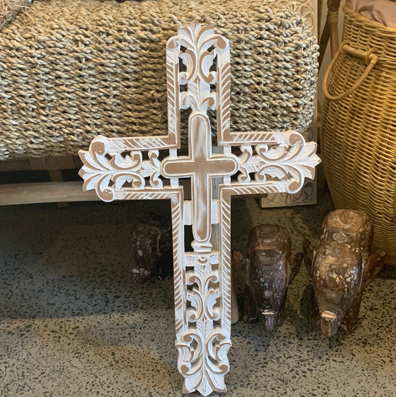 Carved cross. 30 x 49cm