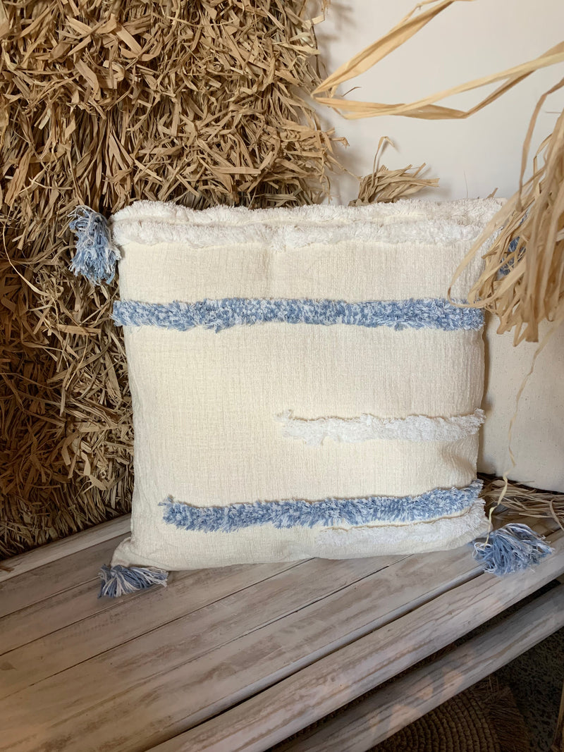 Natural / Blue cushion covers 45 x 45 (insert not included)