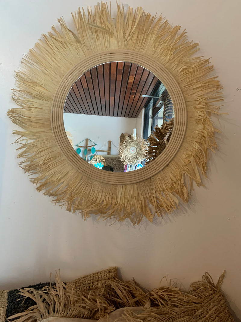 Raffia mirror 80cm. Usually $135