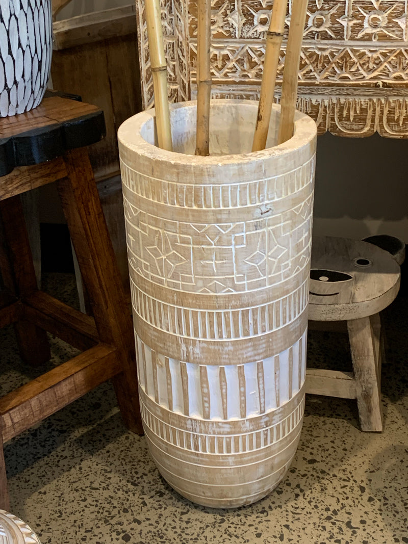 Timber carved vase