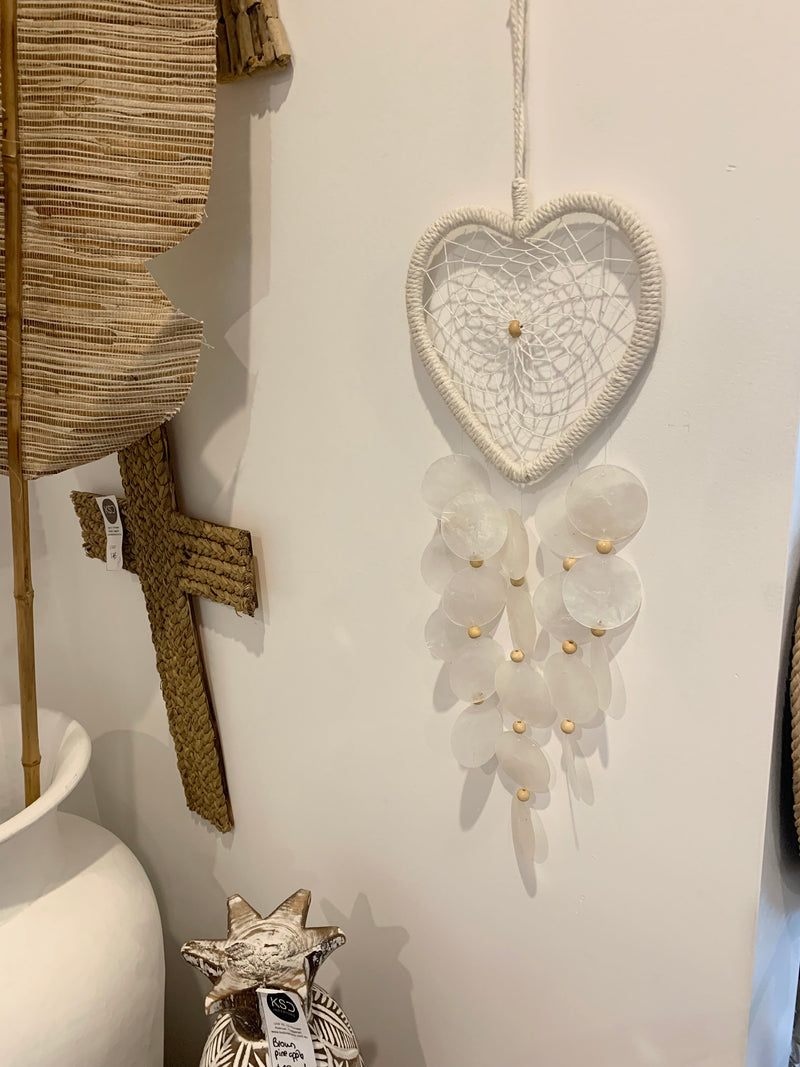 White heart dream catcher with shells