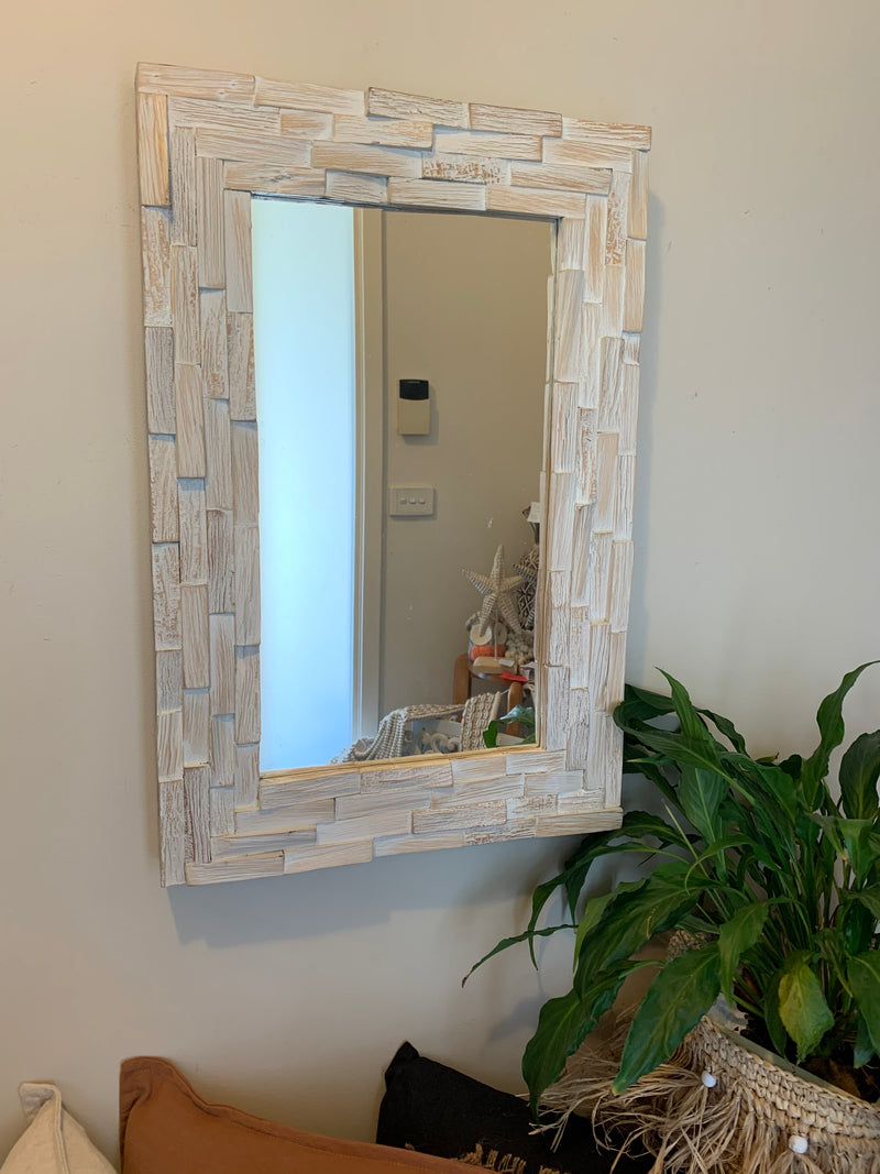 Timber mirror. Natural / white wash.