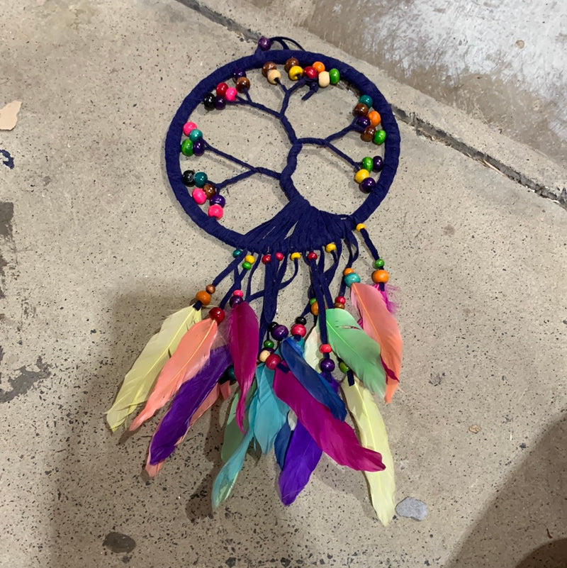 Navy Blue tree of life feather and bead dream catcher. Usually $10