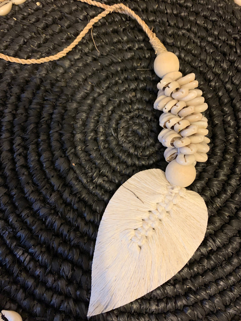 Natural leaf and shell hanging